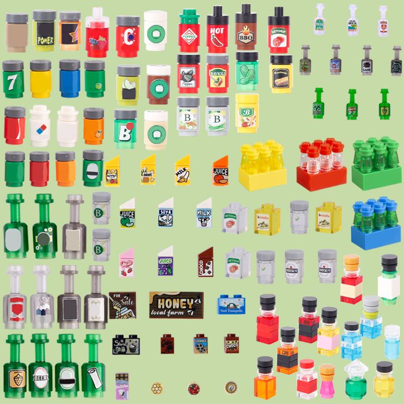 Wine Beer Supermarket - MOC City Street ตัวเลขเครื่องดื่มขวด Building Block