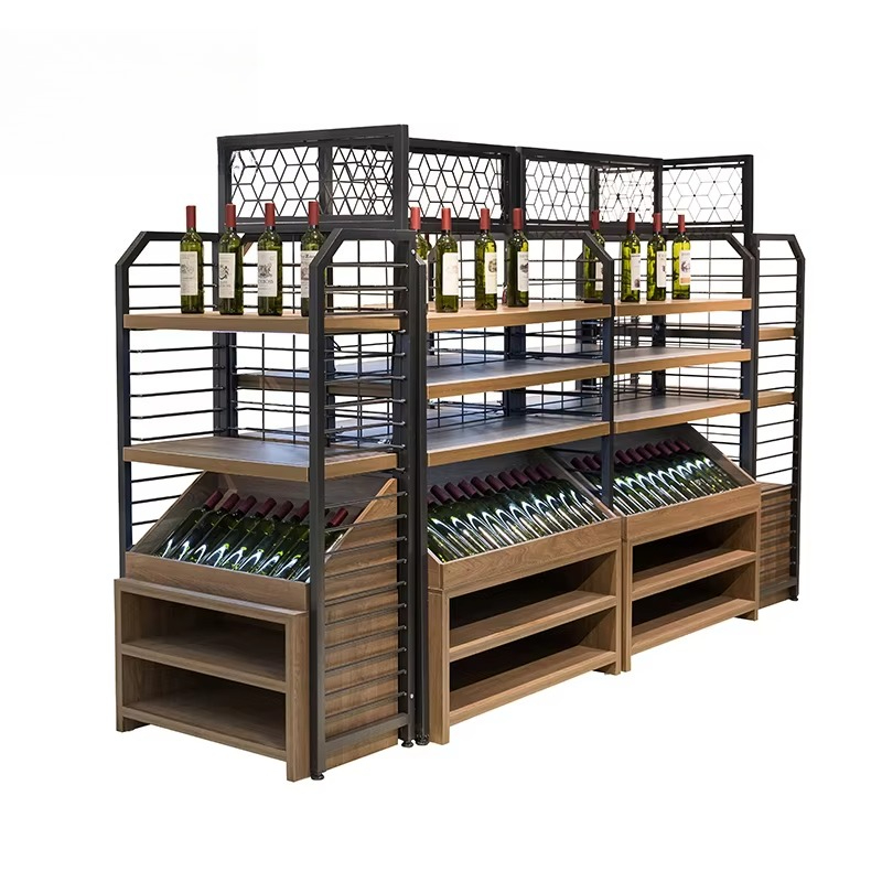 Wine Beer Supermarket - ตู้โชว์ไวน์ ขวดแก้ว เบียร์ เครื่องดื่มแอลกอฮอล์ ทำจากไม้ สำหรับซุปเปอร์มาร์เก็ต